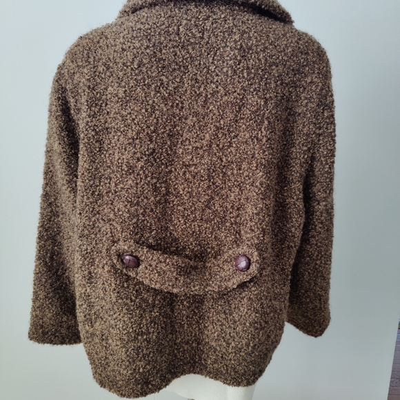 John Branigan Women's Double breasted Wool Brown Sweater Coat - Picture 5 of 6